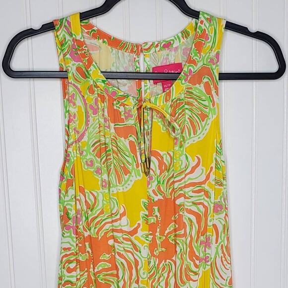 Lilly Pulitzer Women's Challis Happy Place Romper Size XS Yellow Summer Rayon - Picture 3 of 7